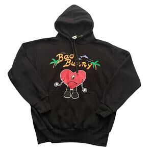 Cotton Plus Bad Bunny Womens Size M Black Pullover Hoodie